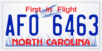 NC license plate AFO6463