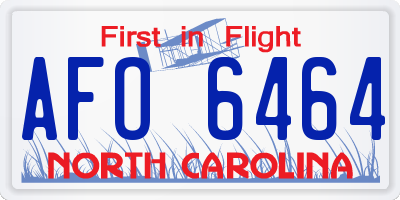 NC license plate AFO6464