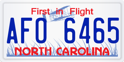 NC license plate AFO6465