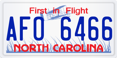 NC license plate AFO6466