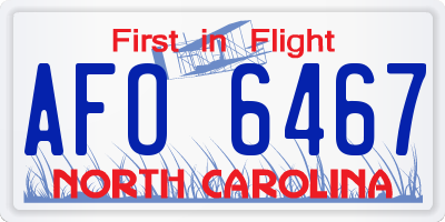 NC license plate AFO6467