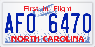 NC license plate AFO6470