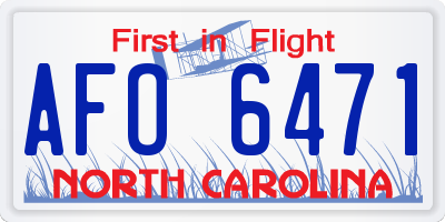 NC license plate AFO6471