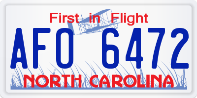NC license plate AFO6472