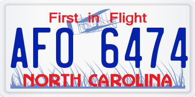 NC license plate AFO6474