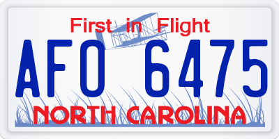 NC license plate AFO6475