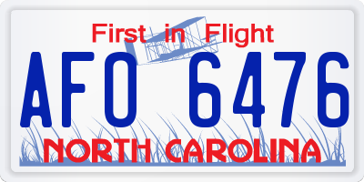 NC license plate AFO6476