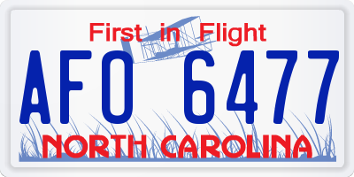 NC license plate AFO6477