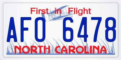 NC license plate AFO6478