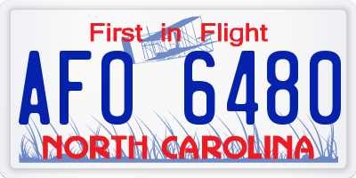 NC license plate AFO6480