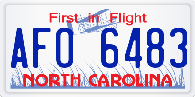 NC license plate AFO6483