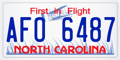 NC license plate AFO6487