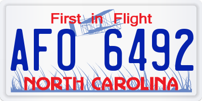 NC license plate AFO6492