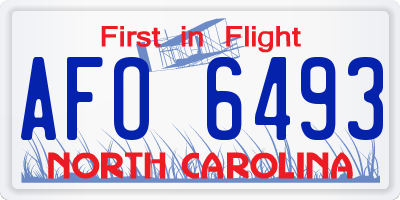 NC license plate AFO6493