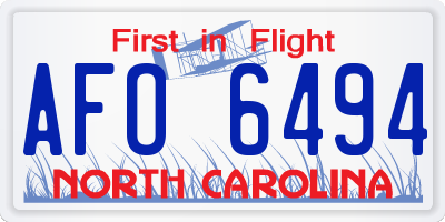 NC license plate AFO6494