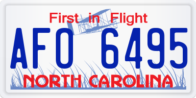 NC license plate AFO6495