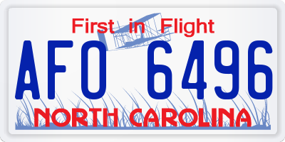 NC license plate AFO6496