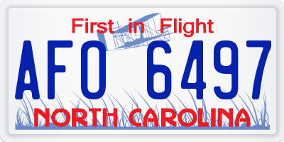 NC license plate AFO6497