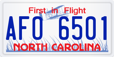 NC license plate AFO6501