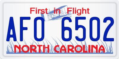 NC license plate AFO6502