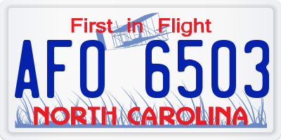 NC license plate AFO6503