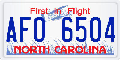 NC license plate AFO6504