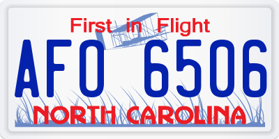 NC license plate AFO6506