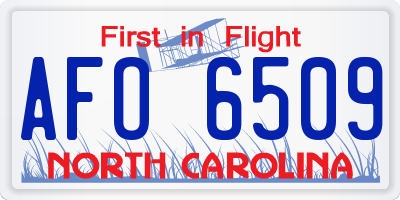NC license plate AFO6509