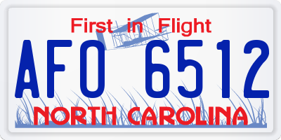 NC license plate AFO6512