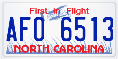 NC license plate AFO6513