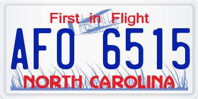 NC license plate AFO6515