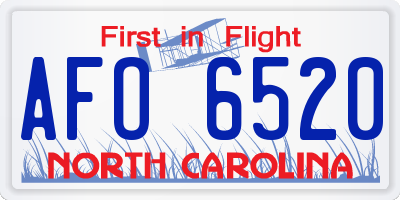 NC license plate AFO6520