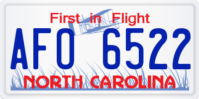 NC license plate AFO6522