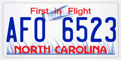 NC license plate AFO6523