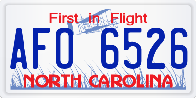 NC license plate AFO6526