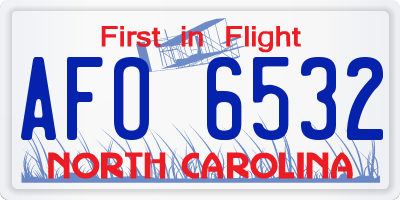 NC license plate AFO6532