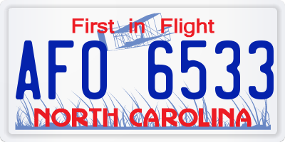 NC license plate AFO6533