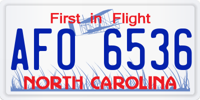 NC license plate AFO6536