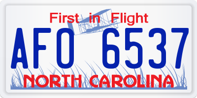 NC license plate AFO6537