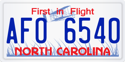 NC license plate AFO6540