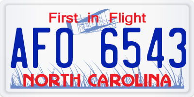 NC license plate AFO6543