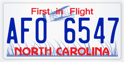 NC license plate AFO6547
