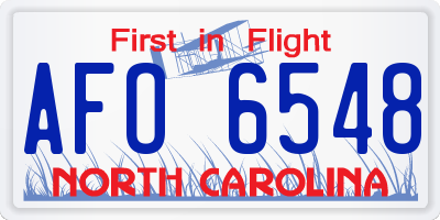 NC license plate AFO6548