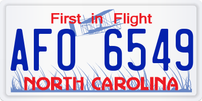 NC license plate AFO6549