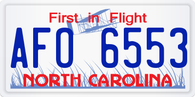 NC license plate AFO6553