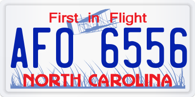 NC license plate AFO6556