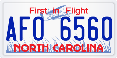 NC license plate AFO6560