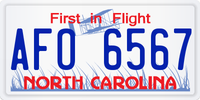 NC license plate AFO6567