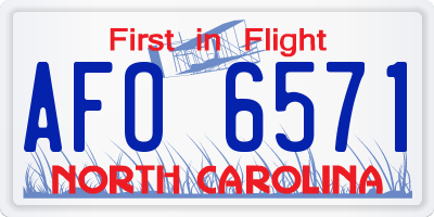 NC license plate AFO6571