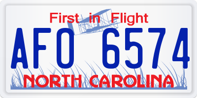 NC license plate AFO6574
